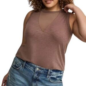 NEW Torrid Lace Inset Tank Top Deep Taupe Sleeveless 0 / Large